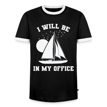 Je serai dans mon bureau Sailing Boat Sport - T-shirt contrasté Homme - noir/blanc - Devant - AI Model Female 172 light (172cm) & AI Model Male 178 light (178cm)