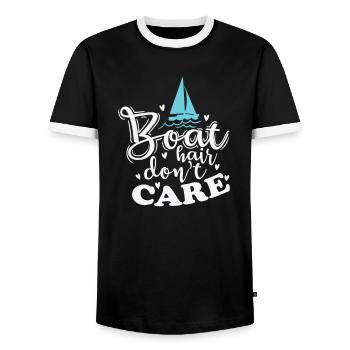 Boat Hair ne se soucie pas du sport de voilier - T-shirt contrasté Homme - noir/blanc - Devant - AI Model Female 172 light (172cm) & AI Model Male 178 light (178cm)