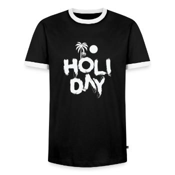 Vacances Vacances Loisirs Voyage en famille - T-shirt contrasté Homme - noir/blanc - Devant - AI Model Female 172 light (172cm) & AI Model Male 178 light (178cm)