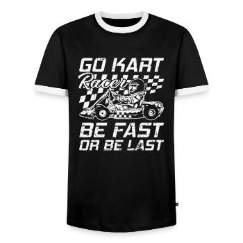 Go Kart Racer être rapide ou être dernière course - T-shirt contrasté Homme - noir/blanc - Devant - AI Model Female 172 light (172cm) & AI Model Male 178 light (178cm)
