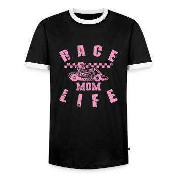 Race Mom Life Go-kart race track - Men's Ringer Shirt - black/white - Front - AI Model Female 172 light (172cm) & AI Model Male 178 light (178cm)