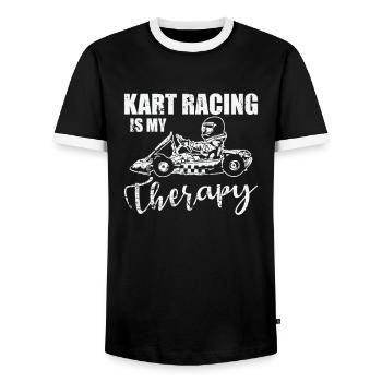 Kart Racing is my Therapy Gokart Race - Men's Ringer Shirt - black/white - Front - AI Model Female 172 light (172cm) & AI Model Male 178 light (178cm)