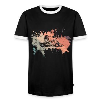 Go Kart Rennen Strecke Auto Rennstrecke - Männer Kontrast-T-Shirt - Schwarz/Weiß - Vorne - AI Model Female 172 light (172cm) & AI Model Male 178 light (178cm)