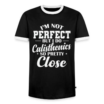 I'm not Perfect but I do Calisthenics - Men's Ringer Shirt - black/white - Front - AI Model Female 172 light (172cm) & AI Model Male 178 light (178cm)