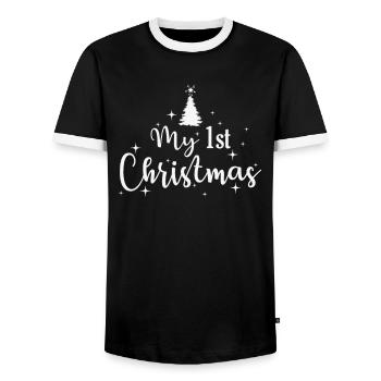 My 1st Christmas Liebe Weihnachten - Männer Kontrast-T-Shirt - Schwarz/Weiß - Vorne - AI Model Female 172 light (172cm) & AI Model Male 178 light (178cm)