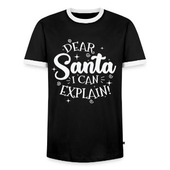 Dear Santa I can explain Christmas - Men's Ringer Shirt - black/white - Front - AI Model Female 172 light (172cm) & AI Model Male 178 light (178cm)