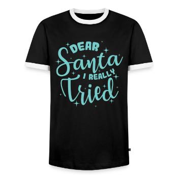 Dear Santa I Really Tried Christmas - Men's Ringer Shirt - black/white - Front - AI Model Female 172 light (172cm) & AI Model Male 178 light (178cm)