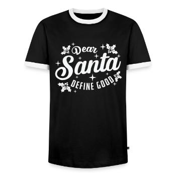 Cher Père Noël Définir Bon Noël Noël - T-shirt contrasté Homme - noir/blanc - Devant - AI Model Female 172 light (172cm) & AI Model Male 178 light (178cm)