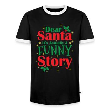 Dear Santa It's actually a funny Story - Männer Kontrast-T-Shirt - Schwarz/Weiß - Vorne - AI Model Female 172 light (172cm) & AI Model Male 178 light (178cm)