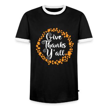 Remerciez-vous tous USA America Holiday - T-shirt contrasté Homme - noir/blanc - Devant - AI Model Female 172 light (172cm) & AI Model Male 178 light (178cm)