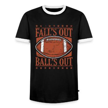 Fall’s out Ball’s out Football américain - T-shirt contrasté Homme - noir/blanc - Devant - AI Model Female 172 light (172cm) & AI Model Male 178 light (178cm)