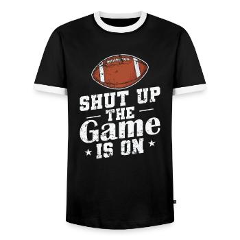 Shut up the Game is on American Football - Männer Kontrast-T-Shirt - Schwarz/Weiß - Vorne - AI Model Female 172 light (172cm) & AI Model Male 178 light (178cm)