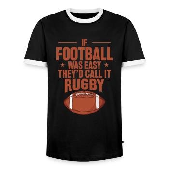 If Football was Easy they'd call it Rugby - Männer Kontrast-T-Shirt - Schwarz/Weiß - Vorne - AI Model Female 172 light (172cm) & AI Model Male 178 light (178cm)