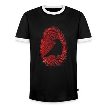 Raven or crow in fingerprint bird - Men's Ringer Shirt - black/white - Front - AI Model Female 172 light (172cm) & AI Model Male 178 light (178cm)