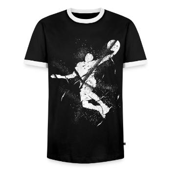 Basketball Basketball Player Dunking Grunge Splash - Men's Ringer Shirt - black/white - Front - AI Model Female 172 light (172cm) & AI Model Male 178 light (178cm)
