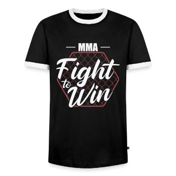 MMA se battre pour gagner les arts martiaux mixtes - T-shirt contrasté Homme - noir/blanc - Devant - AI Model Female 172 light (172cm) & AI Model Male 178 light (178cm)