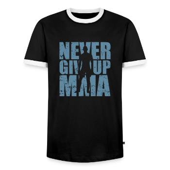 N’abandonnez jamais dans les arts martiaux mixtes MMA - T-shirt contrasté Homme - noir/blanc - Devant - AI Model Female 172 light (172cm) & AI Model Male 178 light (178cm)