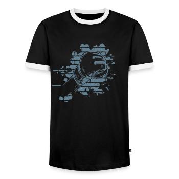 Poing avec gant MMA Arts martiaux mixtes - T-shirt contrasté Homme - noir/blanc - Devant - AI Model Female 172 light (172cm) & AI Model Male 178 light (178cm)