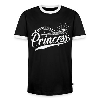 Baseball Princess Sport Ballsportart - Männer Kontrast-T-Shirt - Schwarz/Weiß - Vorne - AI Model Female 172 light (172cm) & AI Model Male 178 light (178cm)