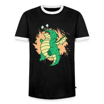 cute dragon blows mythical creature fairy tales - Men's Ringer Shirt - black/white - Front - AI Model Female 172 light (172cm) & AI Model Male 178 light (178cm)