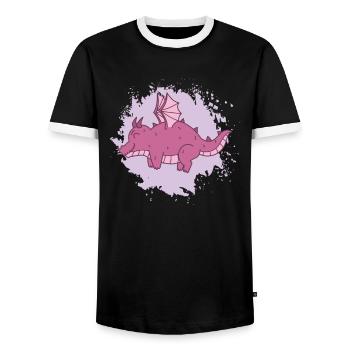 Gros dragon fantaisie animal mignon - T-shirt contrasté Homme - noir/blanc - Devant - AI Model Female 172 light (172cm) & AI Model Male 178 light (178cm)
