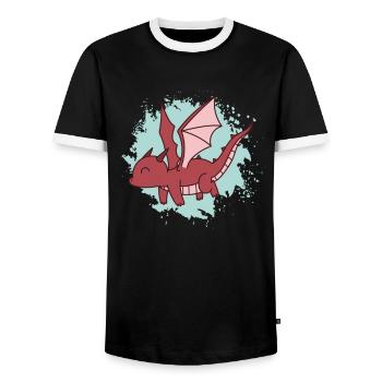 Drache fliegt niedliches Fantasie Tier - Männer Kontrast-T-Shirt - Schwarz/Weiß - Vorne - AI Model Female 172 light (172cm) & AI Model Male 178 light (178cm)