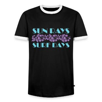 Sun Rays Surf Days Surfing Sport Wind - Men's Ringer Shirt - black/white - Front - AI Model Female 172 light (172cm) & AI Model Male 178 light (178cm)