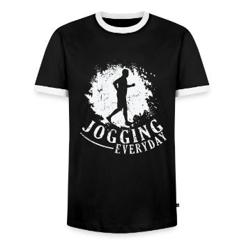 Jogging quotidien Fitness Sport Running - T-shirt contrasté Homme - noir/blanc - Devant - AI Model Female 172 light (172cm) & AI Model Male 178 light (178cm)