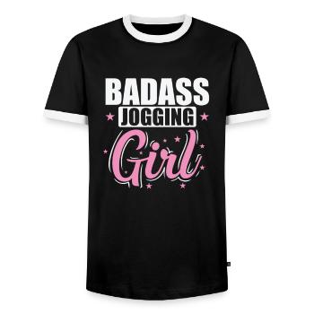 Badass Jogging Girl Fitness Sport Running - T-shirt contrasté Homme - noir/blanc - Devant - AI Model Female 172 light (172cm) & AI Model Male 178 light (178cm)