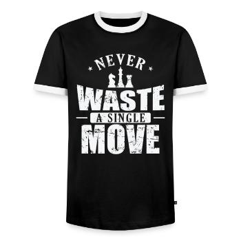 Never Waste a Single Move Chess Brain Teaser - Men's Ringer Shirt - black/white - Front - AI Model Female 172 light (172cm) & AI Model Male 178 light (178cm)