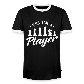 Yes I'm a Chess Player Chess Brain Teaser - Men's Ringer Shirt - black/white - Front - AI Model Female 172 light (172cm) & AI Model Male 178 light (178cm)