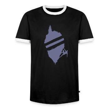 Bouldering Mountains Hobby Climbing Power - Men's Ringer Shirt - black/white - Front - AI Model Female 172 light (172cm) & AI Model Male 178 light (178cm)