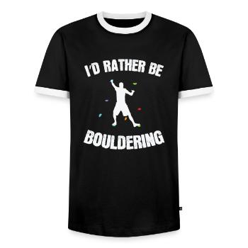 Je préfère faire de l’escalade de bloc - T-shirt contrasté Homme - noir/blanc - Devant - AI Model Female 172 light (172cm) & AI Model Male 178 light (178cm)