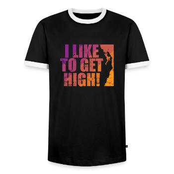 I Like to get high Bouldern Klettern Hobby - Männer Kontrast-T-Shirt - Schwarz/Weiß - Vorne - AI Model Female 172 light (172cm) & AI Model Male 178 light (178cm)