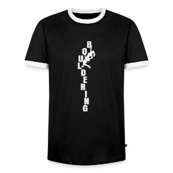 Bouldering Sport Climbing Hobby Power - Men's Ringer Shirt - black/white - Front - AI Model Female 172 light (172cm) & AI Model Male 178 light (178cm)