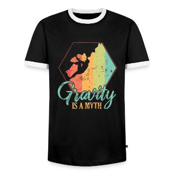 Gravity is a Myth Hobby Klettern Bouldern - Männer Kontrast-T-Shirt - Schwarz/Weiß - Vorne - AI Model Female 172 light (172cm) & AI Model Male 178 light (178cm)