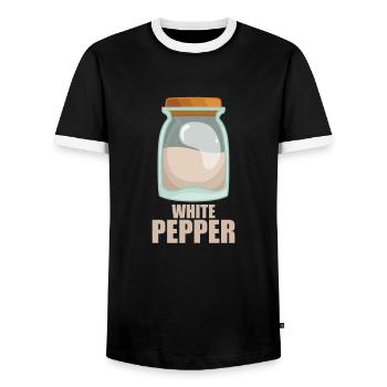 White Pepper Gewürz Geschmack Essen Kochen - Männer Kontrast-T-Shirt - Schwarz/Weiß - Vorne - AI Model Female 172 light (172cm) & AI Model Male 178 light (178cm)