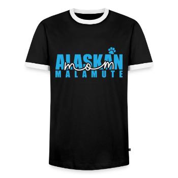 Dog Alaskan Malamute Mom Pet Breed - Men's Ringer Shirt - black/white - Front - AI Model Female 172 light (172cm) & AI Model Male 178 light (178cm)