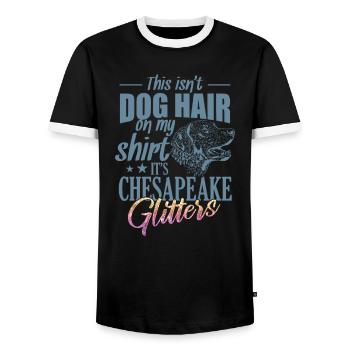 Ce n’est pas des poils de chien, c’est des paillettes de Chesapeake - T-shirt contrasté Homme - noir/blanc - Devant - AI Model Female 172 light (172cm) & AI Model Male 178 light (178cm)