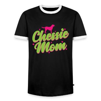 Chessie Maman Chien Chesapeake Bay Retriever - T-shirt contrasté Homme - noir/blanc - Devant - AI Model Female 172 light (172cm) & AI Model Male 178 light (178cm)