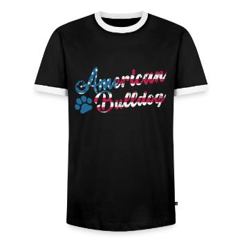 American Bulldog USA Drapeau et patte de chien - T-shirt contrasté Homme - noir/blanc - Devant - AI Model Female 172 light (172cm) & AI Model Male 178 light (178cm)
