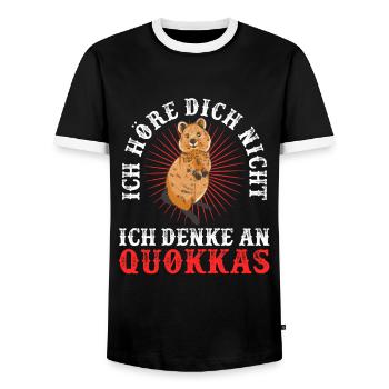 Quokka denken an mich Beuteltier Quokka - Männer Kontrast-T-Shirt - Schwarz/Weiß - Vorne - AI Model Female 172 light (172cm) & AI Model Male 178 light (178cm)