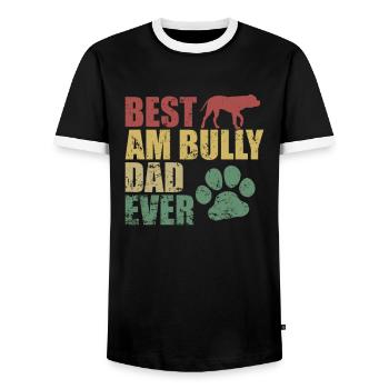 Meilleur AM Bully Dad Ever Bulldog Pet Dog - T-shirt contrasté Homme - noir/blanc - Devant - AI Model Female 172 light (172cm) & AI Model Male 178 light (178cm)