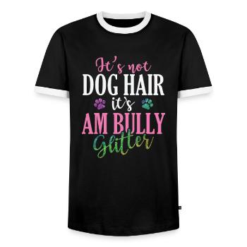 Ce n’est pas des poils de chien c’est AM Bully Glitter Bulldog - T-shirt contrasté Homme - noir/blanc - Devant - AI Model Female 172 light (172cm) & AI Model Male 178 light (178cm)