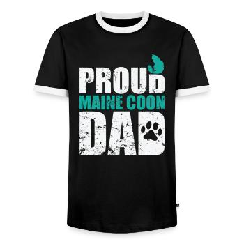 Fier Maine Coon Papa Chat Chat Chat - T-shirt contrasté Homme - noir/blanc - Devant - AI Model Female 172 light (172cm) & AI Model Male 178 light (178cm)