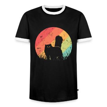 Chat persan Race d’animal de compagnie Chat domestique - T-shirt contrasté Homme - noir/blanc - Devant - AI Model Female 172 light (172cm) & AI Model Male 178 light (178cm)