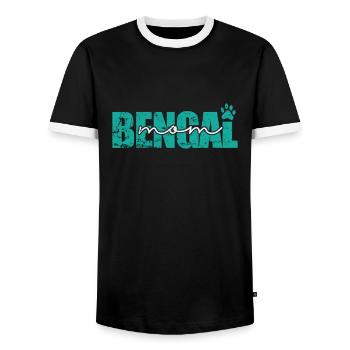 Bengal Mom Pet Breed Domestic Cat - Men's Ringer Shirt - black/white - Front - AI Model Female 172 light (172cm) & AI Model Male 178 light (178cm)