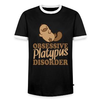 Obsessive Platypus Disorder Schnabeltier - Men's Ringer Shirt - black/white - Front - AI Model Female 172 light (172cm) & AI Model Male 178 light (178cm)
