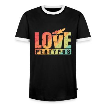 Love Platypus Australia Platypus Animal - Men's Ringer Shirt - black/white - Front - AI Model Female 172 light (172cm) & AI Model Male 178 light (178cm)