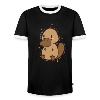 Platypus as duck Outback Australia - Men's Ringer Shirt - black/white - Front - AI Model Female 172 light (172cm) & AI Model Male 178 light (178cm)